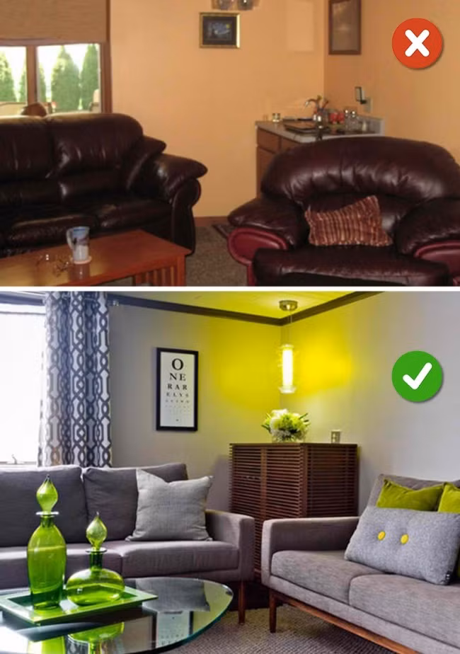 Một phòng khách hoàn hảo đòi hỏi có một điểm nhấn. Nó có thể là lò sưởi, tác phẩm nghệ thuật, gương, hình nền hay bất cứ điều gì thu hút sự chú ý. Nguồn ảnh: Brightside.