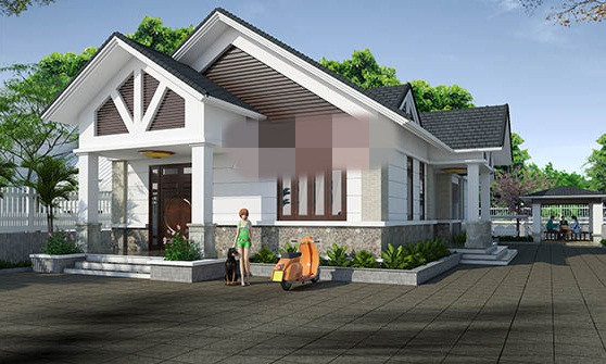 Khối nhà hình chữ nhật vuông vắn, mang lại cảm giác của sự chắc khoẻ và rộng lớn. Ảnh: Angcovat.