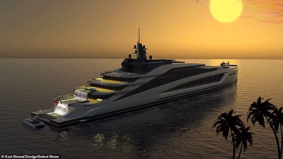 Đây là một chiếc du thuyền độc đáo với những bức tường kính lớn, ban công kính, cửa kính gấp.