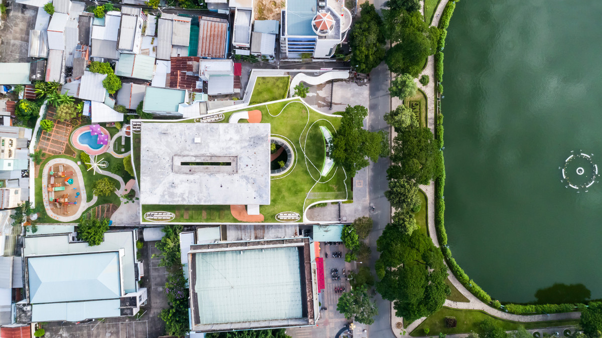 Toàn cảnh ngôi trường mầm non nhìn từ trên cao. Nguồn ảnh: Archdaily.