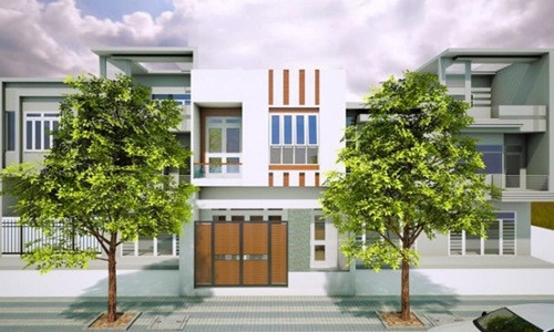 Nhà 2 tầng có sân trước chừa ra khoảng 3m để trồng cây xanh, sân sau khoảng 4m để làm sân phơi đồ. Ảnh: Thietkenhadepmoi.