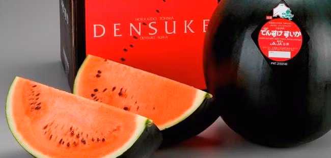 Dưa hấu Densuke – 6.100 USD (141 triệu đồng)/quả. Loại dưa hấu này có nguồn gốc từ Nhật Bản với toàn thân màu đen và có kích thước lớn hơn nhiều so với một quả dưa hấu thông thường. Mỗi năm chỉ có khoảng 10.000 quả được bán ra thị trường.