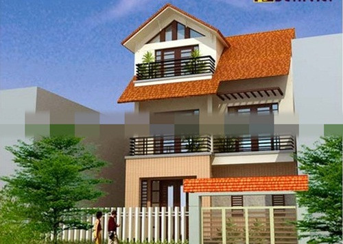 Ngôi nhà tận dụng một cách tối đa diện tích để có không gian thoáng đãng, có sân để xe. Ảnh: Betaviet.