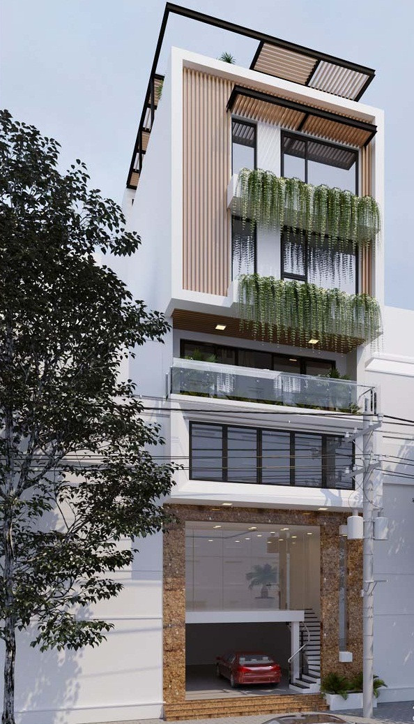 Khung cửa sổ và ban công mang đậm chất hình học, tạo cảm giác năng động, gọn gàng nhưng không cầu kì phức tạp. Ảnh: Arcviet.