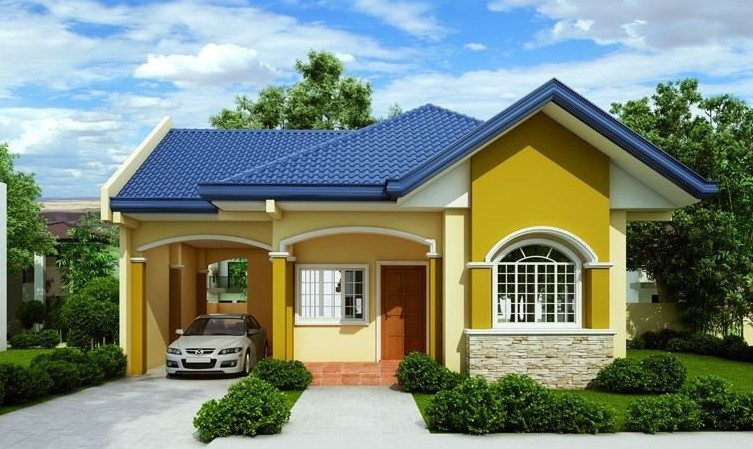 Màu xanh dương kết hợp với vàng nhạt và màu vàng đậm tạo nên sự hài hòa cho căn nhà cấp 4 mái thái. Ảnh: Thietkethicongnhadep.