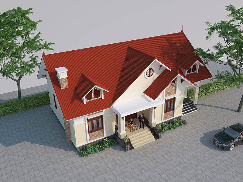 Mẫu nhà cấp 4 gác lửng 98m2 thiết kế hiện đại mang phong cách châu Âu rất được ưa chuộng hiện nay. Ảnh: Holcim.