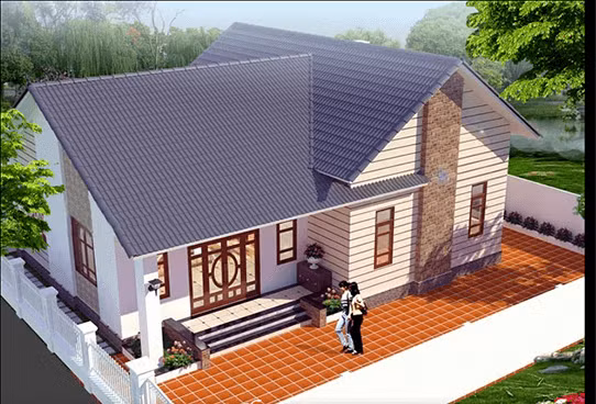 Nhà cấp 4 kiểu biệt thự sang trọng đang là xu hướng kiến trúc nửa cuối năm 2019. Ảnh: Internet.