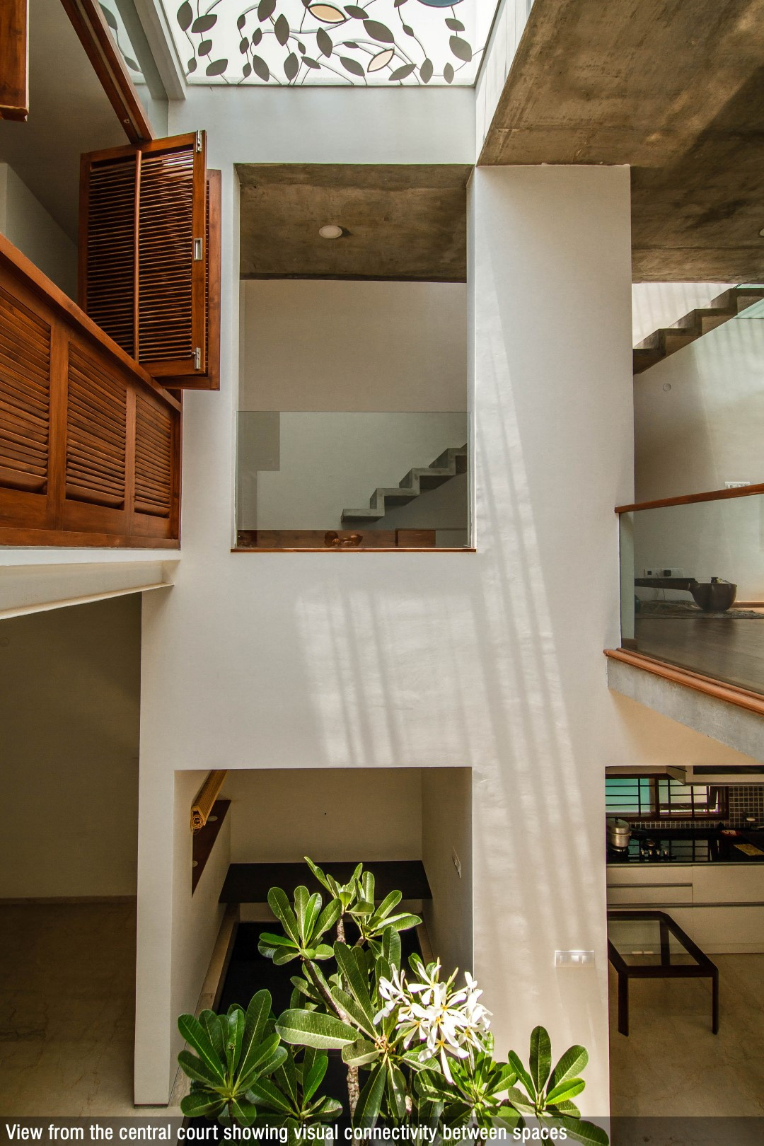 Dưới khu vực thông tầng còn được trồng nhiều cây tạo không gian xanh.