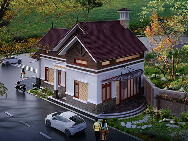 Thiết kế nhà vườn đẹp theo phong cách hiện đại. Ảnh: Thietkenhaxinh.