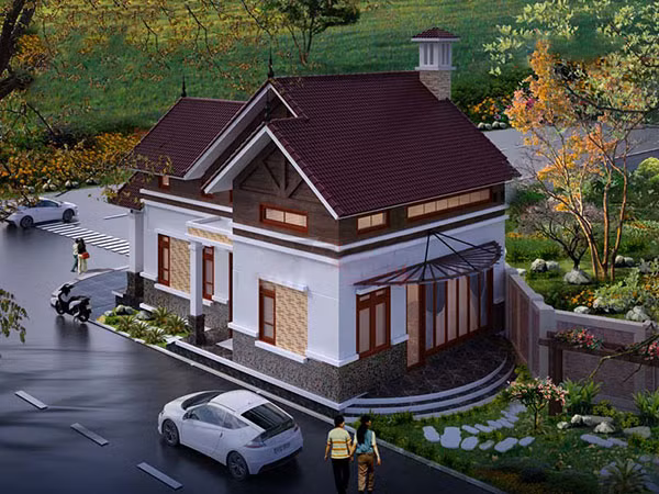 Thiết kế nhà vườn đẹp theo phong cách hiện đại. Ảnh: Thietkenhaxinh.