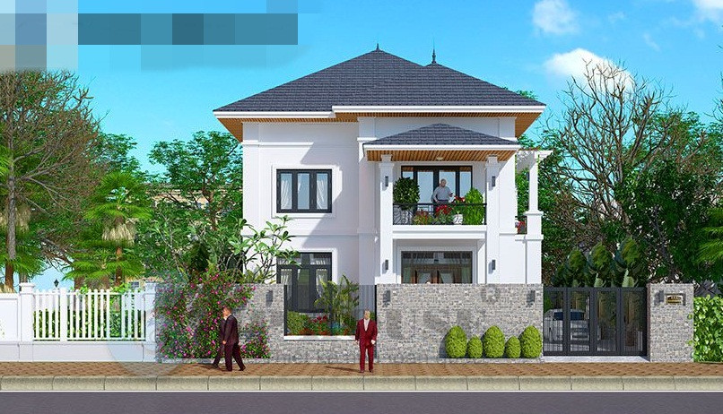 Thiết kế nhà vườn phong cách tân cổ điển có diện tích 100m2. Ảnh: Viphouse.