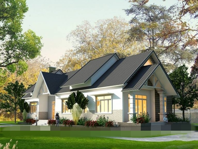  Biệt thự mái thái trắng, đen, xám làm chủ đạo chưa bao giờ là lỗi mốt. Ảnh: Xaydungnhadepmoi.