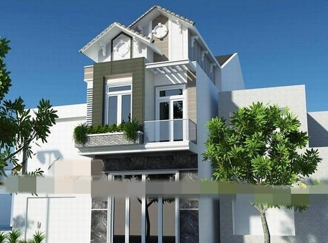 Nhà phố với thiết kế đơn giản cùng hệ thống mái thái hiện đại. Ảnh: Vietnamarch.