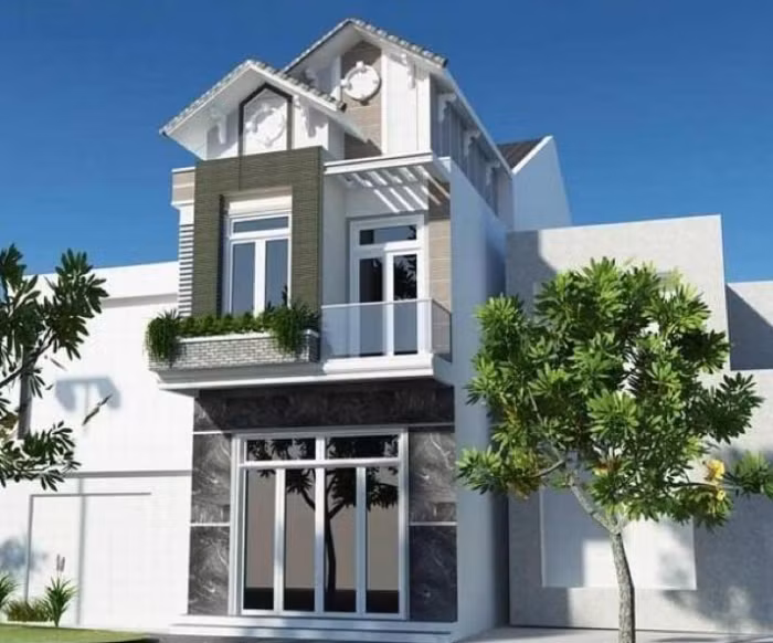  Nhà 2 tầng 1 tum có diện tích nhà mặt tiền nhỏ hẹp là một trong số các kiểu nhà ở thu hút sự quan tâm của gia chủ. Ảnh: Internet.