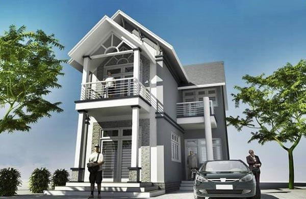 Nhà 2 tầng chữ L sử dụng gam màu trắng nhẹ nhàng chủ đạo. Ảnh: Internet.