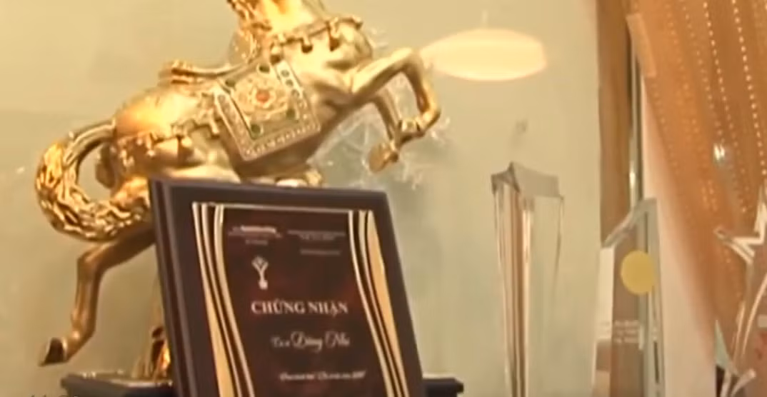 Trong phòng có một góc riêng trưng bày nhiều giải thưởng của ca sĩ Đông Nhi.