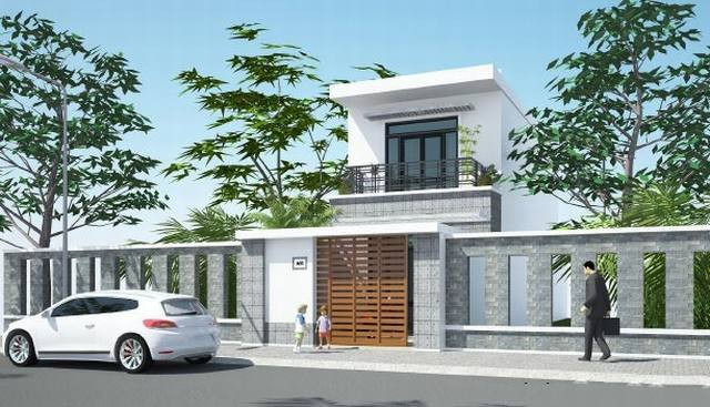 Ưu điểm ngôi nhà này là khoảng mặt tiền rộng, có thể lắp thêm cổng sắt và sân để xe tiện lợi. Ảnh: Ytuongnhadep.