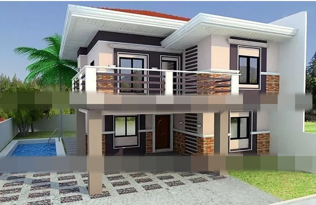 Mặt tiền ngôi nhà được thực hiện dựa trên ý tưởng hình khối mạnh mẽ và cứng cáp. Ảnh: Thietkexaydungnhadep.