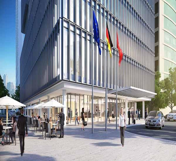 Vẻ ngoài lôi cuốn của mặt dựng kính càng tôn lên ấn tượng về tính điêu khắc của công trình.