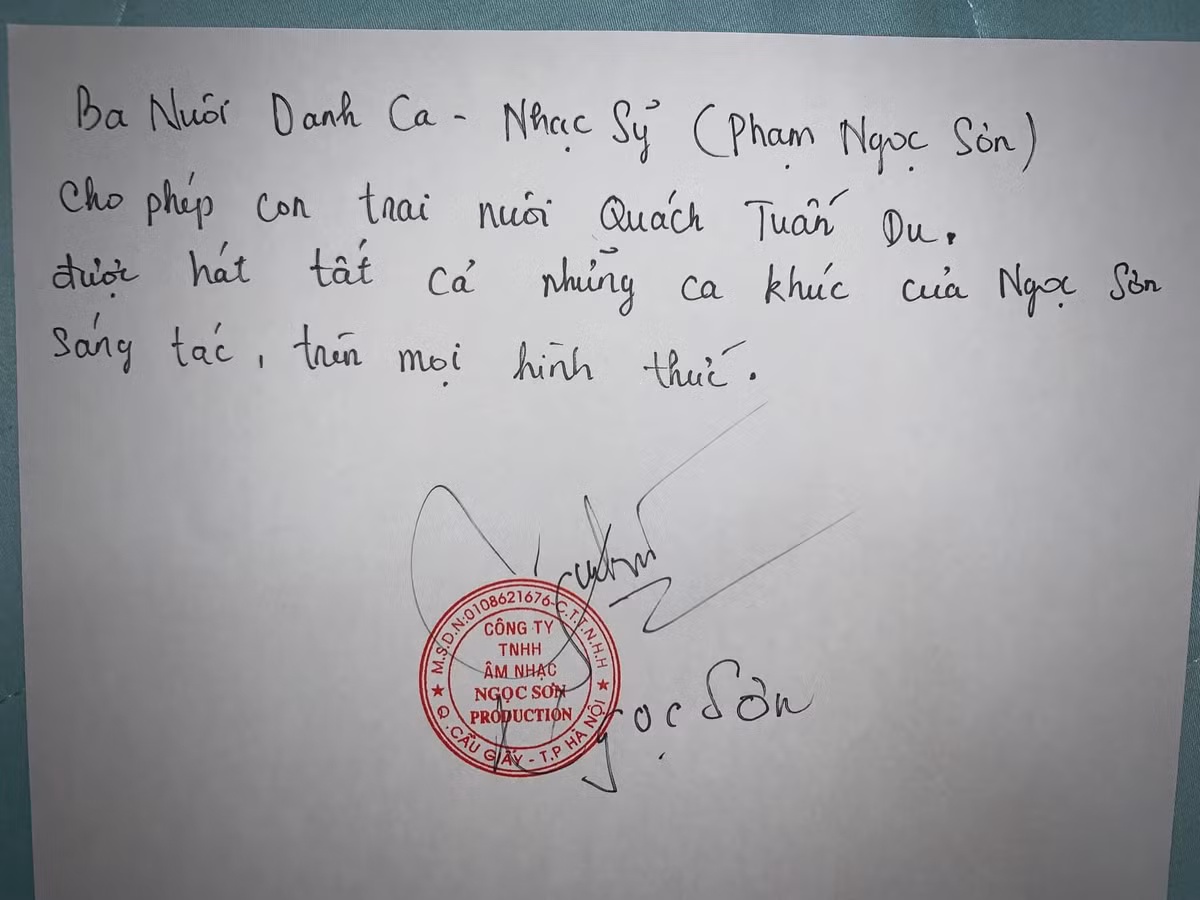 Quach Tuan Du he lo ban cam ket dac biet tu bo nuoi Ngoc Son