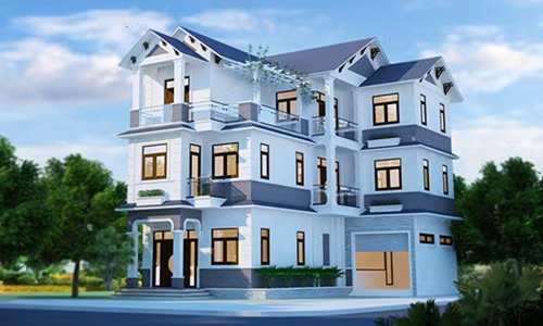 10 mau biet thu 3 tang hinh chu L dep hut mat