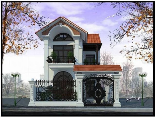 Thiết kế nhà phố 2 tầng 7x15m mang phong cách cổ điển. Ảnh: Kientrucnhapho.