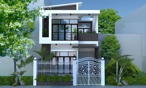 Phong cách hiện đại của ngôi nhà thể hiện qua màu sắc hình khối và vật liệu sử dụng. Ảnh: Muabannhadat.