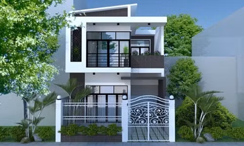 Phong cách hiện đại của ngôi nhà thể hiện qua màu sắc hình khối và vật liệu sử dụng. Ảnh: Muabannhadat.