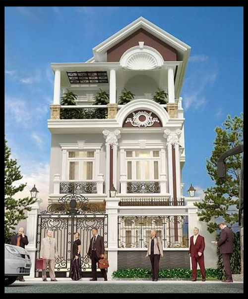 Mẫu thiết kế nhà phố mặt tiền tân cồ điển với diện tích 7x15m. Ảnh: Cdmax.