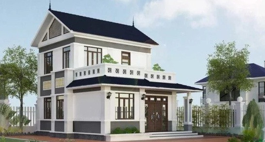 Việc sử dụng vật liệu bằng đá trang trí góp phần làm tăng màu sắc thiên nhiên cho không gian sống biệt thự mái thái. Ảnh: Thietkethicongnhadep.