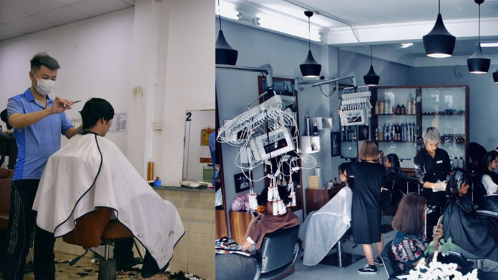 30 Tết cũng là thời điểm mọi người đổ xô tới cửa hàng làm tóc để "tút" lại vẻ đẹp cho mình. Ảnh: Baogiaothong.