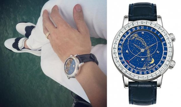 Chiếc đồng hồ Patek Philippe Patek Philippe Geneve Sky Chart 6103G phiên bản bạch kim nạm kim cương có giá khoảng 10 tỷ đồng. Ảnh: Vietnamnet.