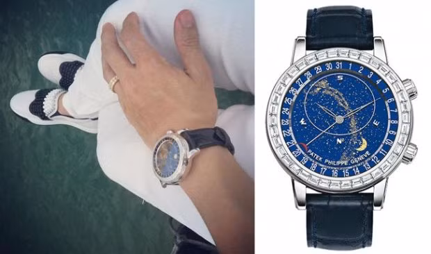 Chiếc đồng hồ Patek Philippe Patek Philippe Geneve Sky Chart 6103G phiên bản bạch kim nạm kim cương có giá khoảng 10 tỷ đồng. Ảnh: Vietnamnet.