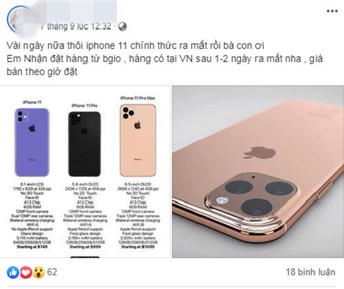 Trong khi đó, một người bán khác nhận đặt hàng với giá bán theo từng giờ đồng thời cam kết hàng có tại Việt Nam sau 1-2 ngày. Ảnh chụp màn hình.