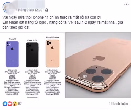 Trong khi đó, một người bán khác nhận đặt hàng với giá bán theo từng giờ đồng thời cam kết hàng có tại Việt Nam sau 1-2 ngày. Ảnh chụp màn hình.