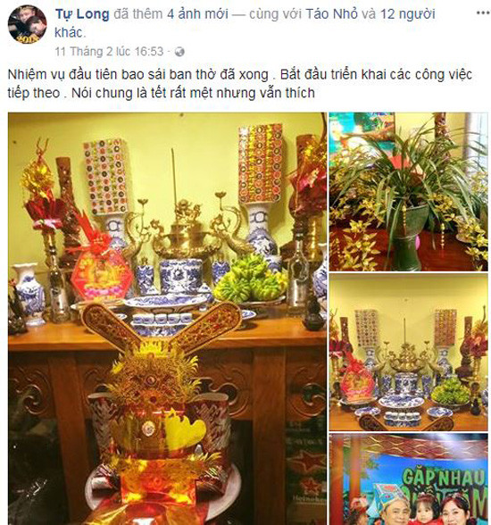 Cũng như nhiều sao Việt khách, Tết năm 2018, nghệ sĩ Tự Long tỏ ra thích thú với việc tự tay trang hoàng nhà cửa. Ảnh: Congly.