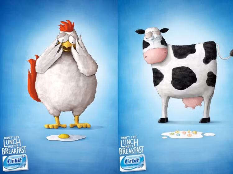 Orbit đã sử dụng động vật khóc để quảng cáo kẹo cao su của hãng.