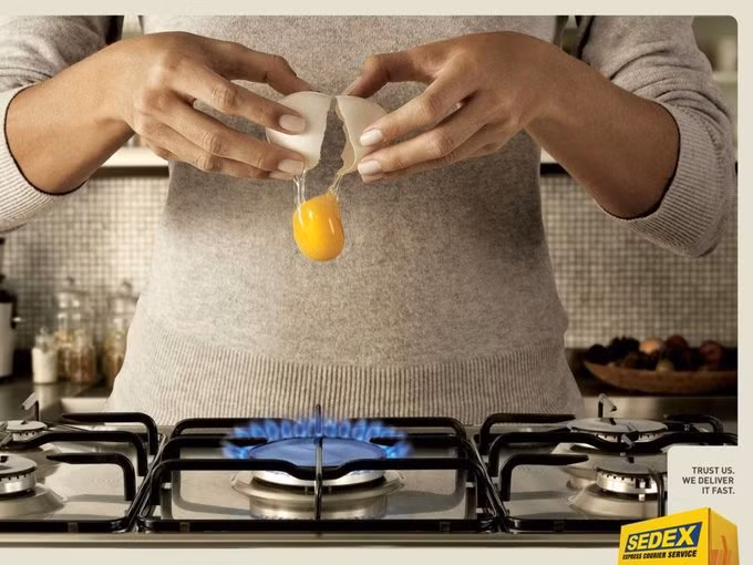 Hình ảnh quảng cáo của Sedex thể hiện thông điệp: “Hãy tin chúng tôi. Chúng tôi sẽ giao hàng rất nhanh”. Nguồn ảnh: Business Insider.