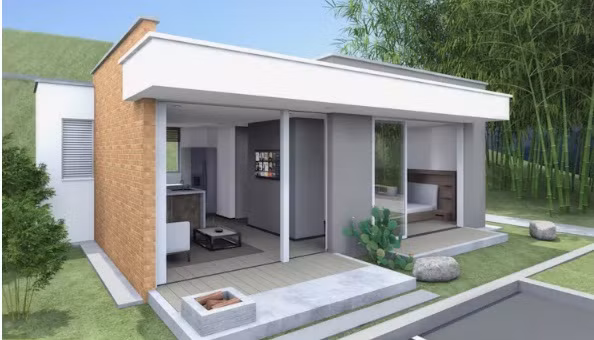  Nhà trệt đơn giản nhưng ấn tượng với thiết kế mặt đứng hiện đại. Ảnh: Cs Arquitectos.