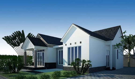 Cửa nhôm, tường sơn trắng kết hợp cùng đá đen và một số chi tiết kiến trúc sơn màu xám trung tính, tạo vẻ đẹp đơn giản và hiện đại. Ảnh: Kiến phúc gia.