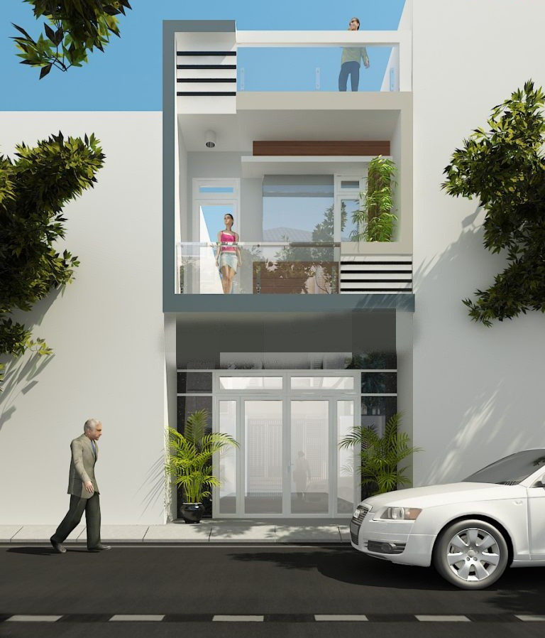 Cách thiết kế cửa, ban công và lựa chọn tỉ mỉ từng màu sơn tạo nét đặc sắc riêng cho ngôi nhà. Ảnh: Xaydungnamlong.