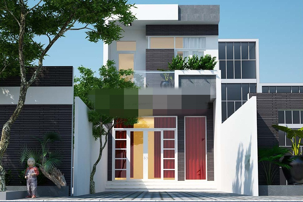 Việc ốp đá mang đến cảm giác thân thiện, cũng là điểm nhấn cho mặt tiền nhà phố. Ảnh: Maunha.