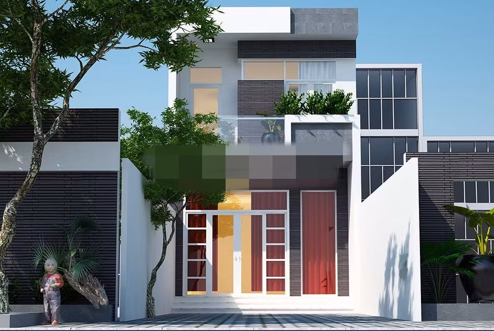 Việc ốp đá mang đến cảm giác thân thiện, cũng là điểm nhấn cho mặt tiền nhà phố. Ảnh: Maunha.