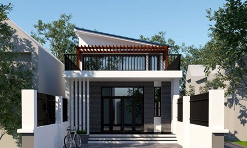 Nhà cấp 4 gác lửng mái lệch đơn giản và nhẹ nhàng. Ảnh: Thietkethicongnhadep.