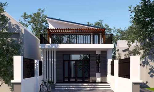 Nhà cấp 4 gác lửng mái lệch đơn giản và nhẹ nhàng. Ảnh: Thietkethicongnhadep.