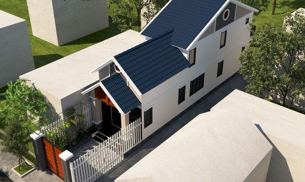 Phía trước ngôi nhà chừa 1 khoảng sân dài tới 5m để làm sân để xe. Phía sau bớt lại khoảng hơn 1m làm sân phơi quần áo. Ảnh: Thietkethicongnhadep.