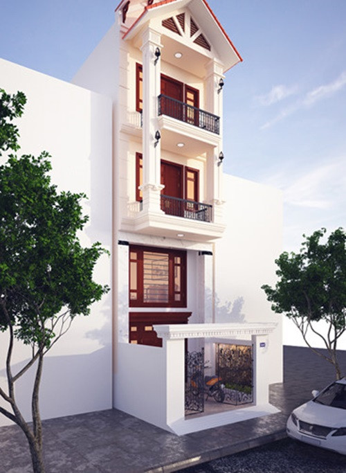  Nhà ống kiểu Pháp kiều diễm, mang nét đẹp hoàn hảo. Ảnh: Xaydungvugia.