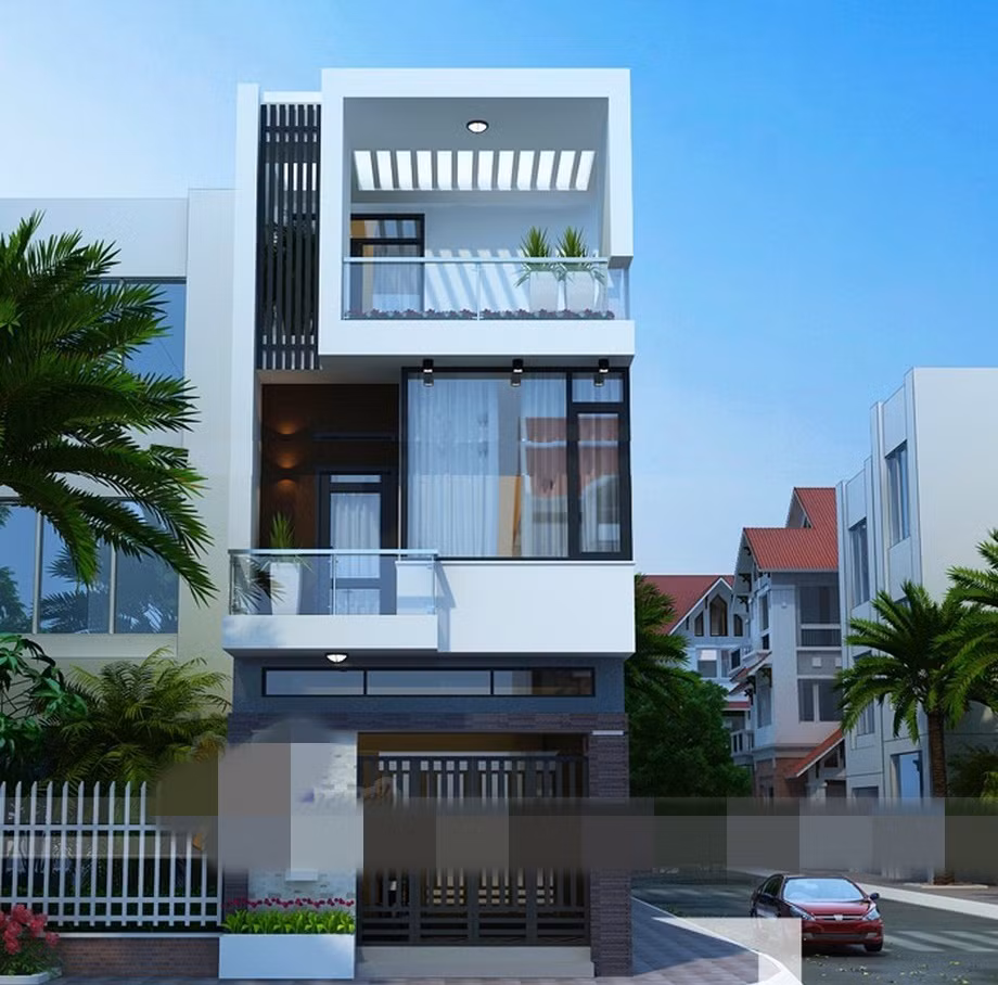 Ngoài tính năng sử dụng, sự kết hợp trong màu sắc, ngôi nhà còn được đánh giá cao ở cấu trúc phân bổ các chi tiết như cửa ra vào, ban công, hàng lang, sân nhà, mái che...hài hòa. Ảnh: Vietnamarch.