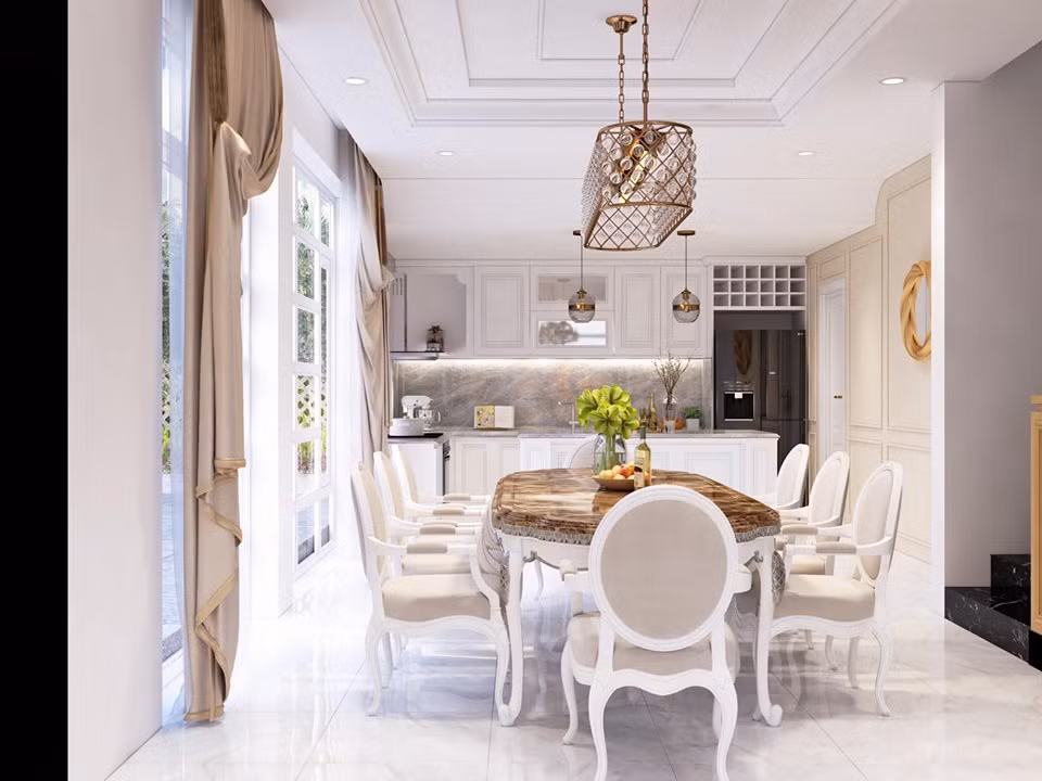 Căn biệt thự nằm ở quận 7, TP HCM, có diện tích 200m2, có view nhìn đẹp, sân vườn rộng và bể bơi riêng.