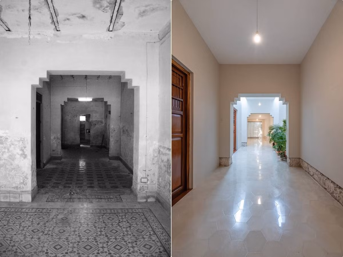 Cửa vòm cách điệu vẫn được giữ nguyên như kết cấu của nhà cũ.